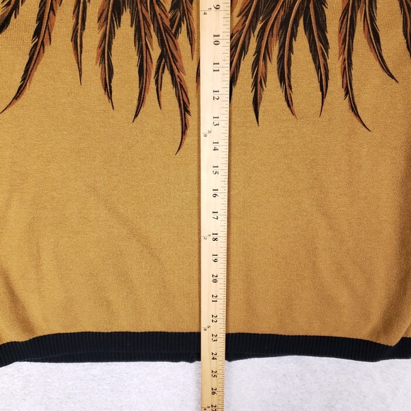 Bob Mackie Wearable Art Feather Zip Sweater L Gold - Picture 10 of 10